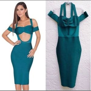 House of CB Daria Teal Bandage dress